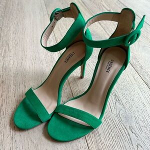 L’AGENCE Green Real Leather and Velvet Heels NWOT